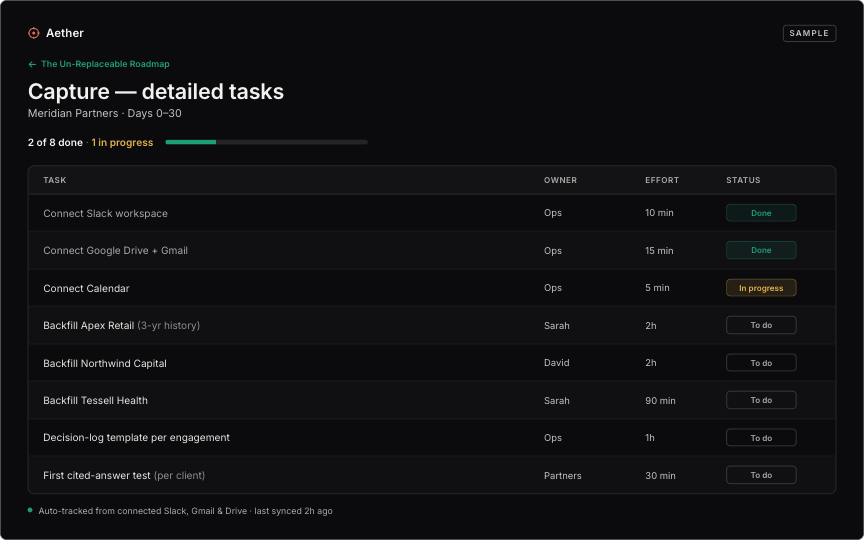 Capture — detailed task list